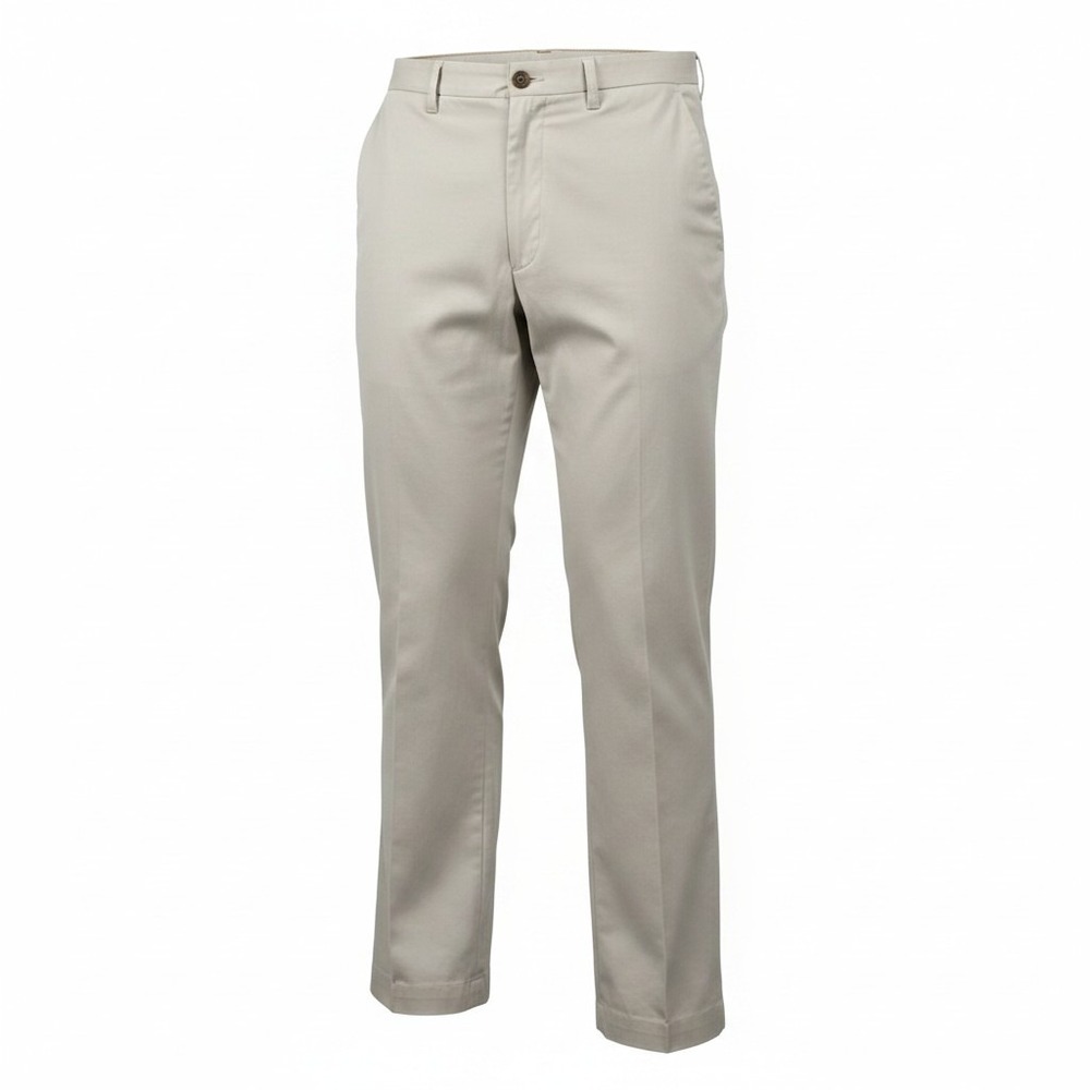 Berkley Jensen Men's 44x30 Khaki Chino Pants Tan 100% Cotton Flat Front Straight